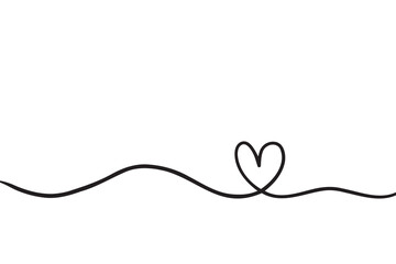 Doodle abstract heart continuous line drawing