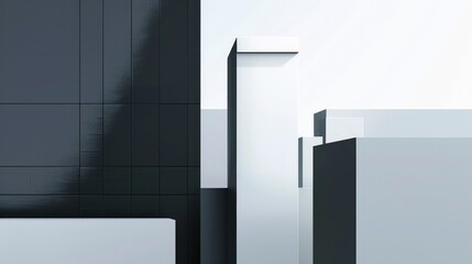 Striking Minimalistic Abstract Architecture Desktop Wallpaper with Clean Lines, Geometric Shapes, and Monochromatic Palette. A Sleek and Sophisticated Design Featuring Negative Space and Subtle Textur