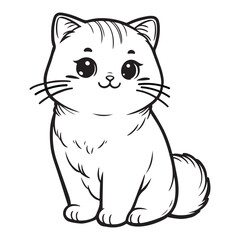 Obraz premium Line art of cat cartoon vector