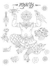 hand drawn illustration hanunan thai  art style