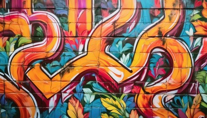 Obraz premium Bright Colorful Street Mural Featuring Nature Elements