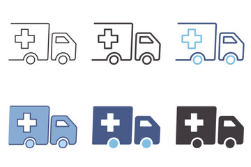 Ambulance vehicle icon. Emergency car van with a cross. Vector graphic symbol element