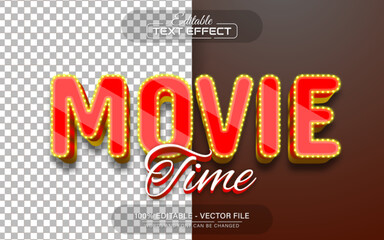 Red movie text effect style editable