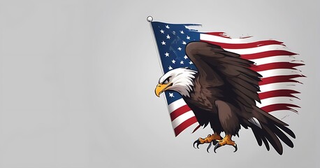 isolated on Soft background with copy space American Flag with Bald Eagle concept, illustration