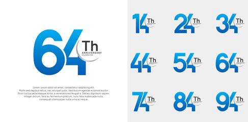 anniversary vector set with blue color can be use for special day celebration