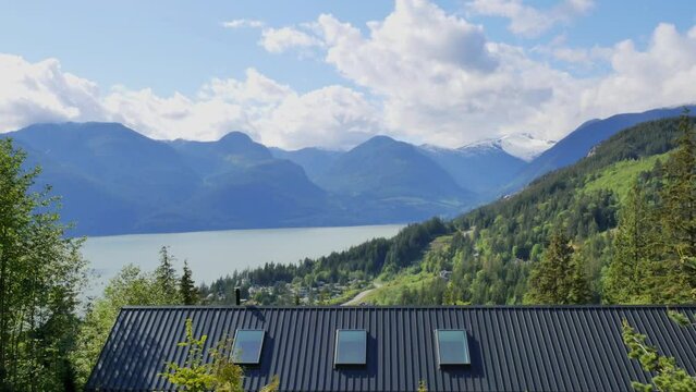 Howe Sound as seen from a lookout during a spring season in Britannia Beach, British Columbia, Canada