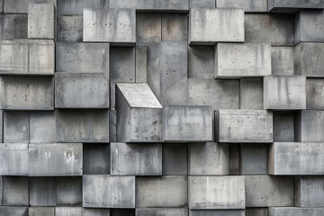 Geometric square concrete shapes on a wall pattern for background 