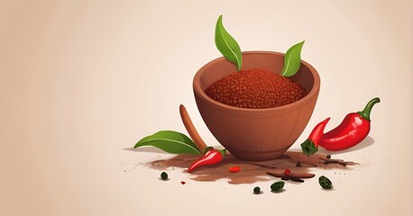 isolated on soft background with copy space Pepper spice concept, illustration