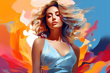 blonde woman with dress, beautiful