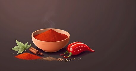 isolated on soft background with copy space Paprika spice concept, illustration