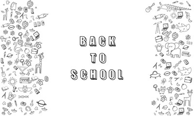 Concept of education School background with different stuff from notepad paper and back to school design vector.