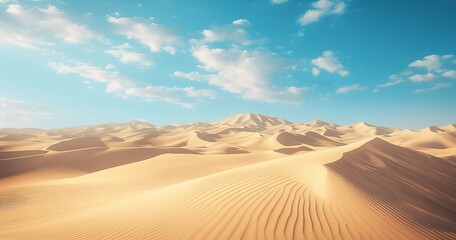 Fototapeta na wymiar Landscape view of sand dunes in an arid desert. Generative AI