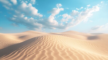 Naklejka premium Landscape view of sand dunes in an arid desert. Generative AI