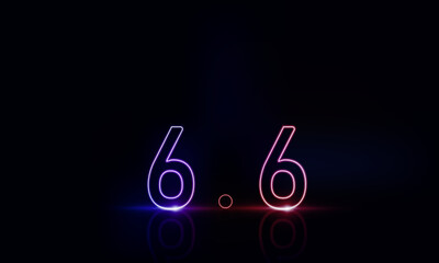 Abstract sports Light pink blue neon light 6.6 Shopping day Poster or banner with product podium scene and spotlight background.6 June sales banner .vector design