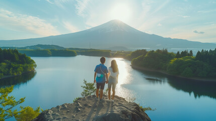 アジア人のデート中のカップル