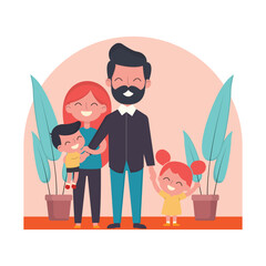 Father's Day illustration with the concept of a happy family, father love family. Suitable for banner, flyer, template