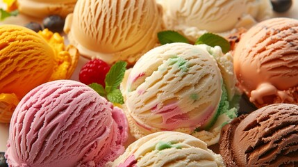 Fototapeta premium Scoopfuls of refreshing ice cream ready for sunny days