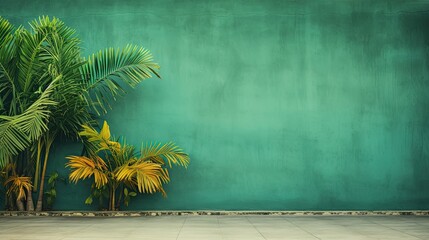 green simple floral flower tropical wall backdrop wallpaper background for photoshoot