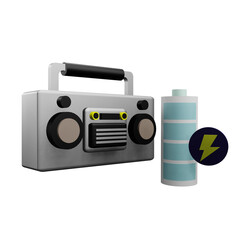 3 D illustration of radio battery icon