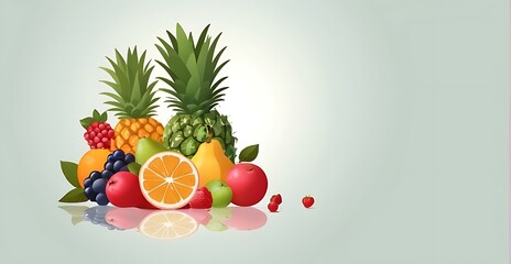 isolated on soft background with copy space Fruits concept, illustration