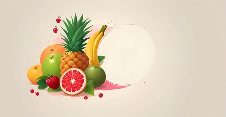 isolated on soft background with copy space Fruits concept, illustration