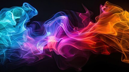 Abstract spectrum of light painting streaks on black background