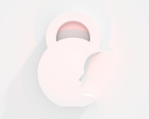 Kettlebell circle icon with human face. Element for sporty club emblem. 3D render