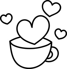 Cute coffee cup with heart element vector