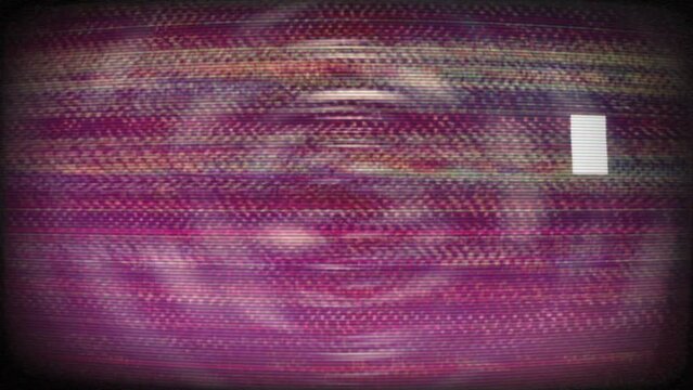 Television or computer screen with circular blurred shapes in motion, glitches and distortion effects