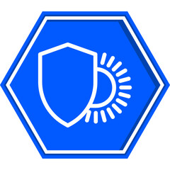 Hexagon sun protection UV flat icon vector illustration