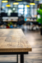 An office desk top with blurred background of office. Good for background 