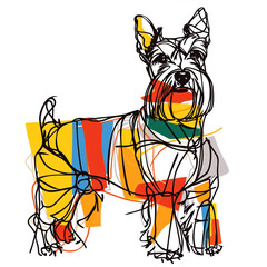 Elegant Scottish Terrier Dog One-Line Drawing: A Creative and Unique Artwork