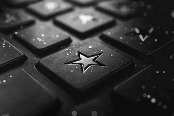 close up of keyboard with star symbol. conceptual photo about positive customer reviews on an e-commerce platform.