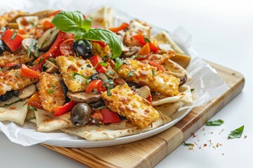 Mouthwatering Antipasto Nachos with Golden Fish Stick Toppings