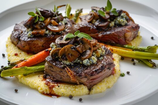 Delicious Carpetbagger Steaks with Red Wine and Herb Dressing