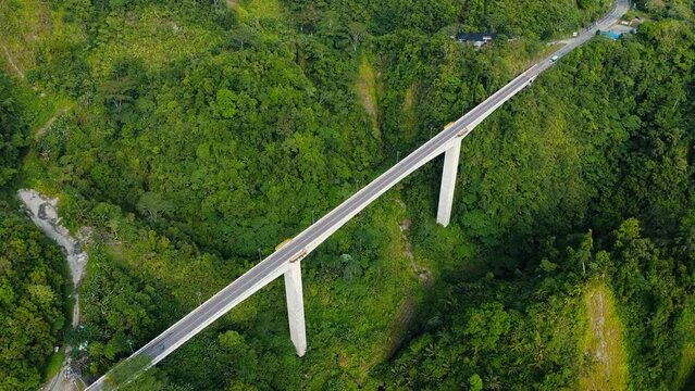the high bridge among tropical mountains. Agas Agas bridge