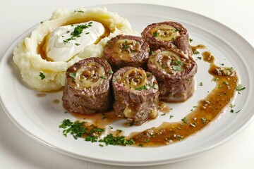 Mouthwatering Beef Rouladen with Dijon Mustard and Tangy Sour Cream