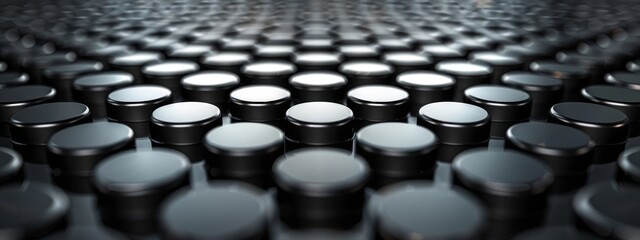 Fototapeta premium Black abstract background created by circles lined up neatly to form a beautiful pattern