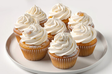 Angel's Food Cupcakes with Piping, Confectioners' Sugar, and Crystallized Ginger