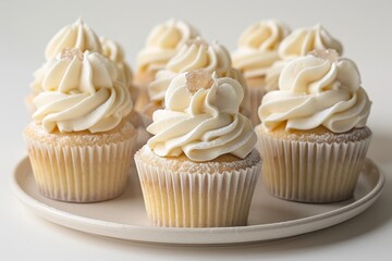 Angel's Food Cupcakes with Piping, Confectioners' Sugar, and Crystallized Ginger