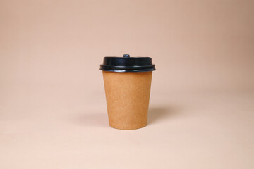 Reusable Coffee Cup For Product  Mock Up Over Beige Background