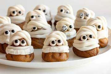 Apple Spice Cake Mummies: Playful Halloween Treat with Edible Eyeball Accents