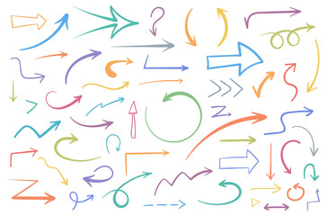 55 hand drawn colored arrows