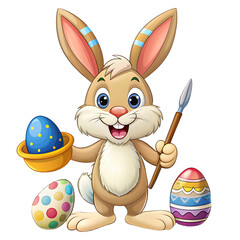 rabbit painting an Easter egg