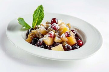 Delicious Apple Pie Cranberry Sauce with Golden Raisins and Fresh Mint