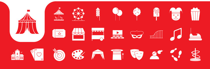 carnival parade flat icon set collection vector design