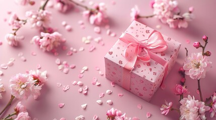 Happy Mother's Day Celebration with Gift Box and Festive Decorations
