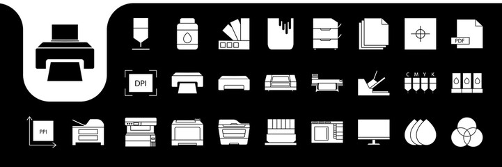 digital printing tools modern icon vector designs