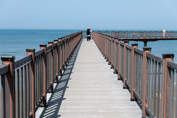 View of the footbridge on the sea