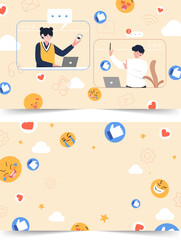 Set of World Social Media Day. June 30. Holiday concept. Template for background, banner, card, poster with text inscription. Vector illustration.